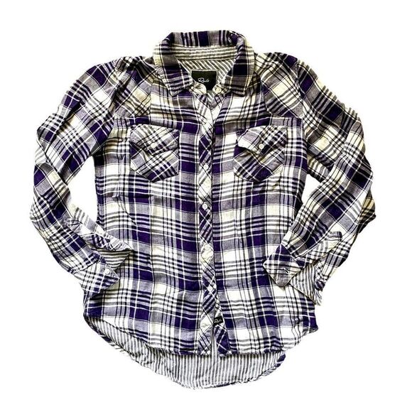 RAILS Plaid Button Down Shirt Purple / White Size XS - Picture 1 of 5